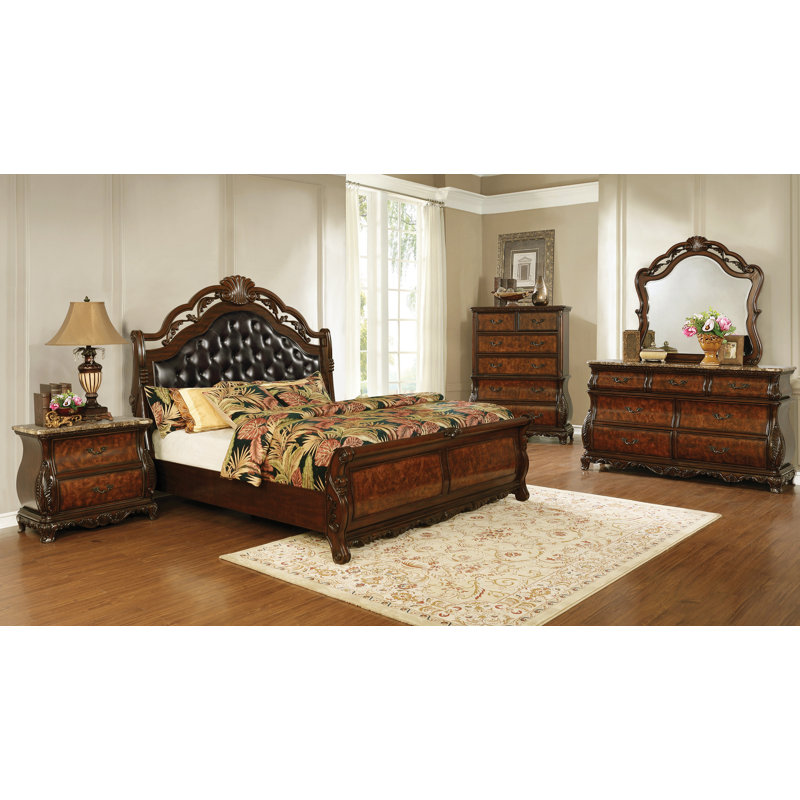 Monticello Vegan Leather Sleigh Bed California King